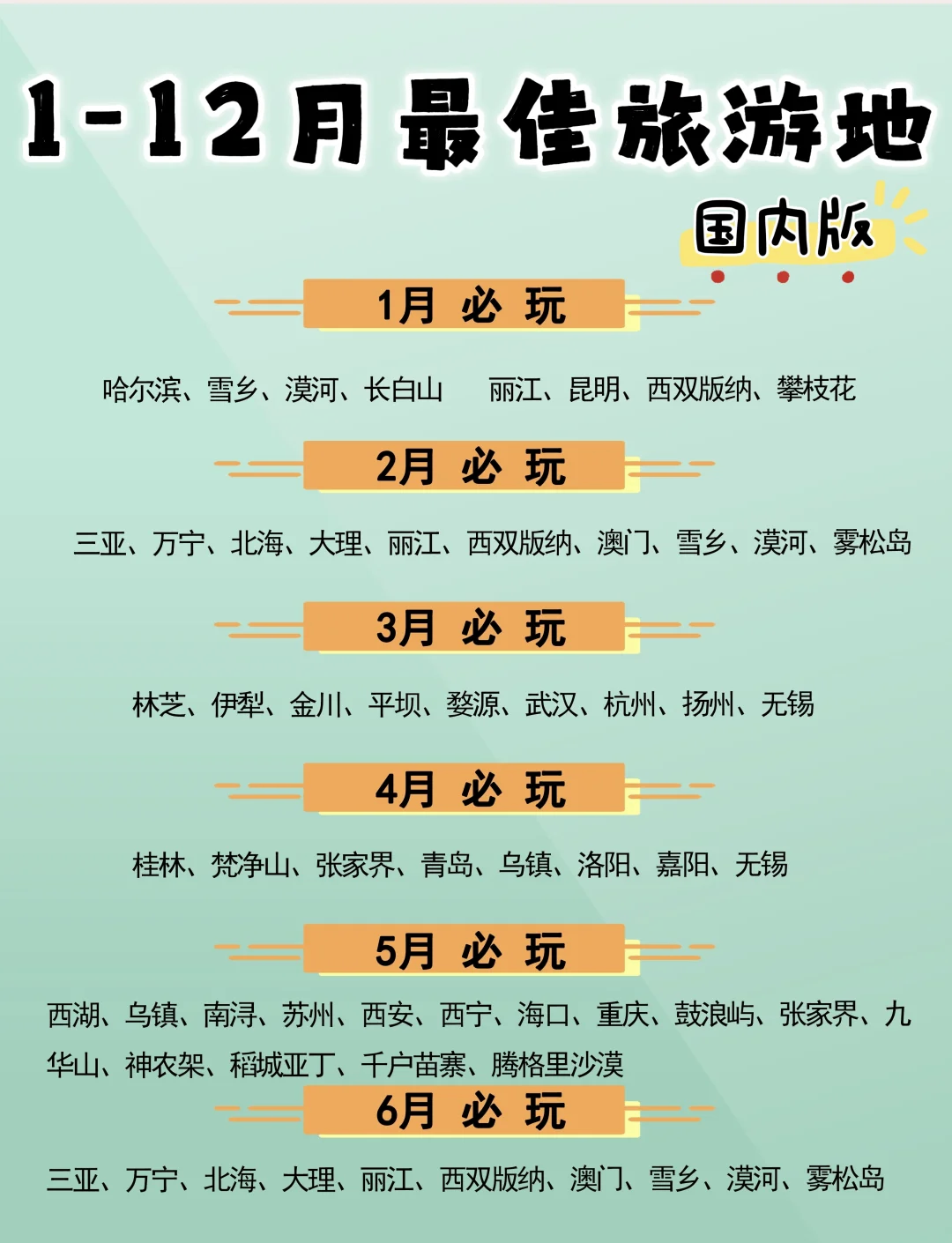 1月国内旅游必去目的地推荐